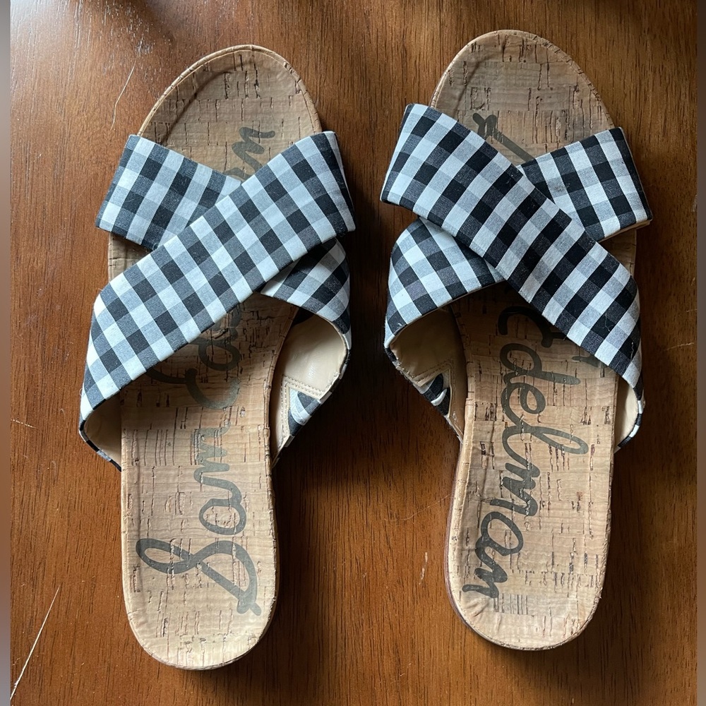 Sam Edelman black and white gingham sandals size 8.5